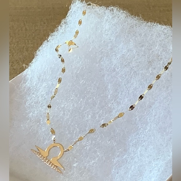 LANA 14K Yellow Gold Disc Chain Lariat Diamond Libra Necklace - Picture 9 of 14